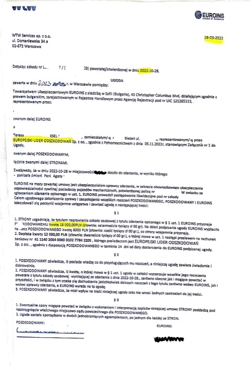 Dokument sprawy - Ugoda dla teściowej po śmierci synowej