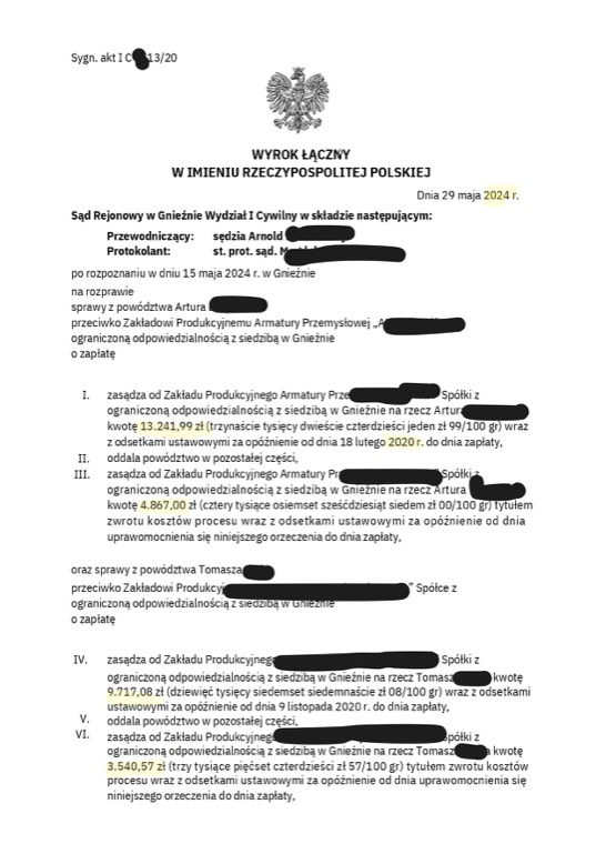 Dokument sprawy - Odszkodowanie za karoserie uszkodzone osadami z komina